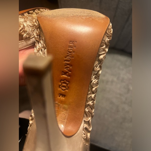 Kay Unger Beige Dressy 4” Heel In Satin - Picture 5 of 5